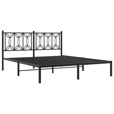 Metal Bed Frame without Mattress with Headboard Black 150x200 cm