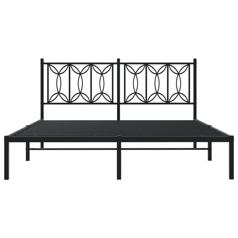 Metal Bed Frame without Mattress with Headboard Black 150x200 cm