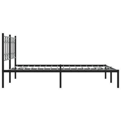 Metal Bed Frame without Mattress with Headboard Black 150x200 cm