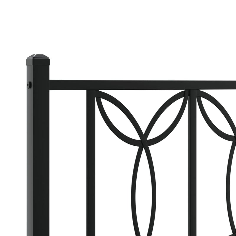 Metal Bed Frame without Mattress with Headboard Black 150x200 cm