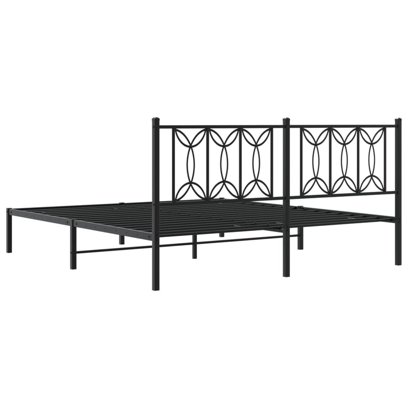 Metal Bed Frame without Mattress with Headboard Black 183x203 cm King