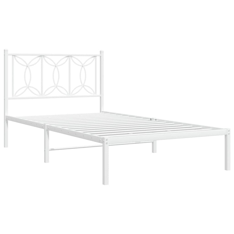 Metal Bed Frame without Mattress with Headboard White 107x203 cm King Single