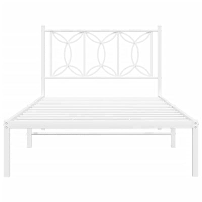 Metal Bed Frame with Headboard White 106x203 cm King Single Size