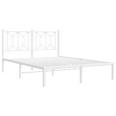 Metal Bed Frame without Mattress with Headboard White 135x190 cm