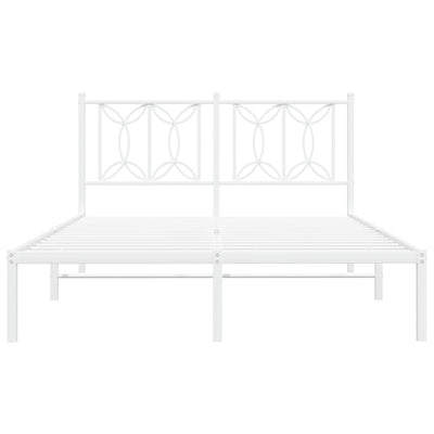 Metal Bed Frame without Mattress with Headboard White 135x190 cm