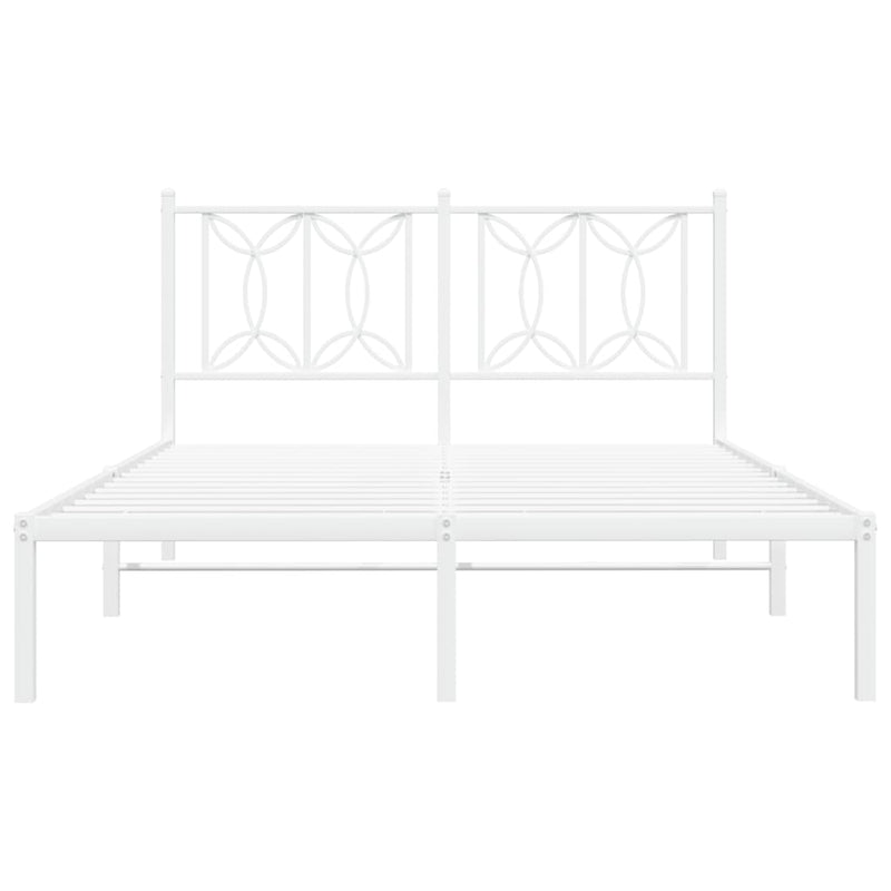 Metal Bed Frame without Mattress with Headboard White 135x190 cm