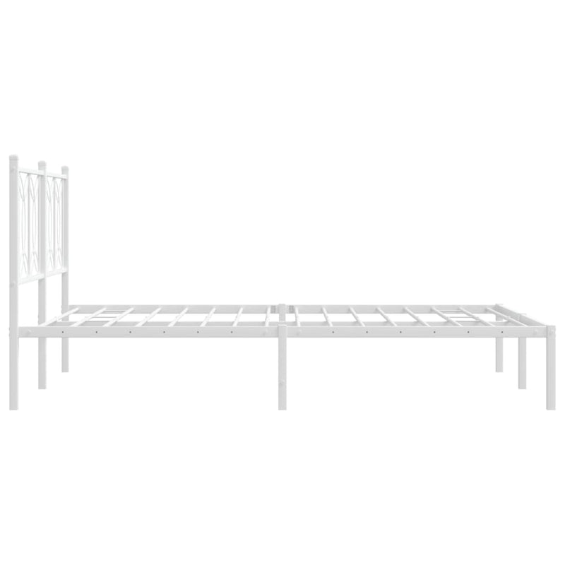 Metal Bed Frame without Mattress with Headboard White 135x190 cm