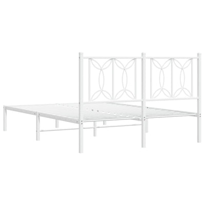 Metal Bed Frame without Mattress with Headboard White 135x190 cm