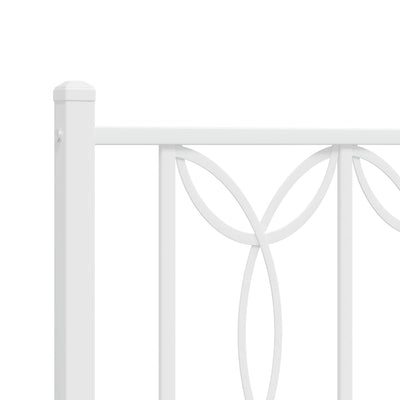 Metal Bed Frame without Mattress with Headboard White 135x190 cm