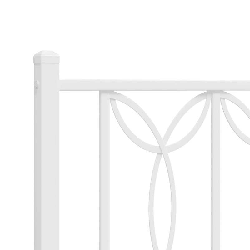 Metal Bed Frame without Mattress with Headboard White 135x190 cm