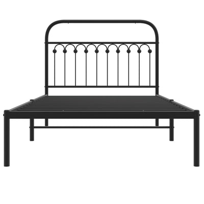 Metal Bed Frame without Mattress with Headboard Black 107x203 cm King Single