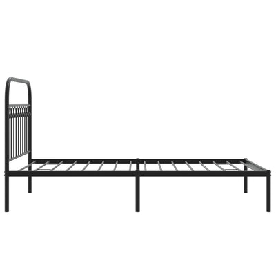 Metal Bed Frame without Mattress with Headboard Black 107x203 cm King Single