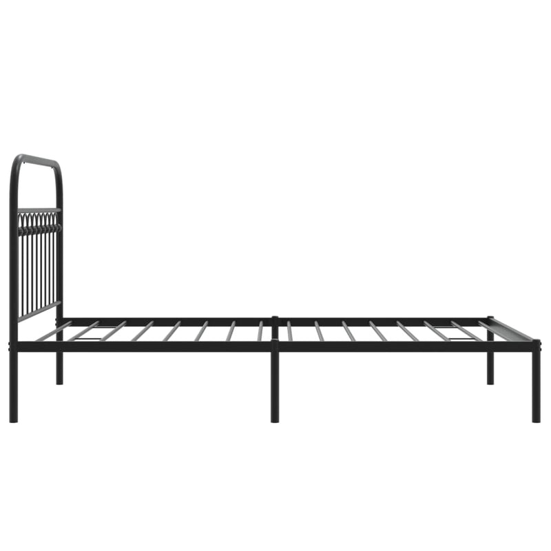 Metal Bed Frame without Mattress with Headboard Black 107x203 cm King Single