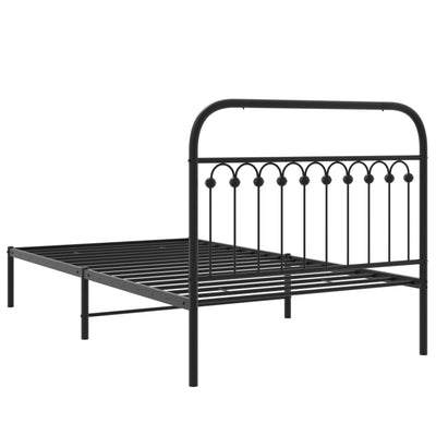 Metal Bed Frame without Mattress with Headboard Black 107x203 cm King Single