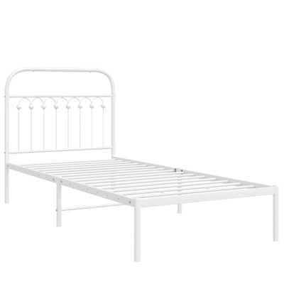 Metal Bed Frame without Mattress with Headboard White 90x190 cm