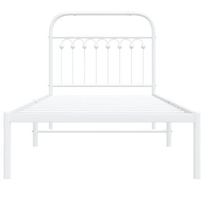 Metal Bed Frame without Mattress with Headboard White 90x190 cm