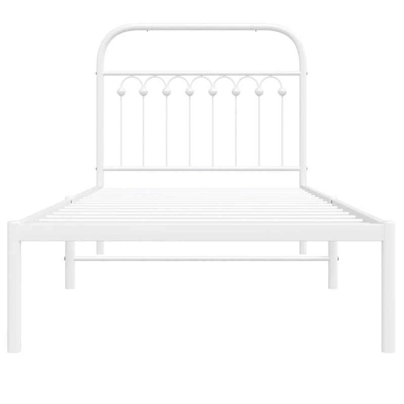 Metal Bed Frame without Mattress with Headboard White 90x190 cm