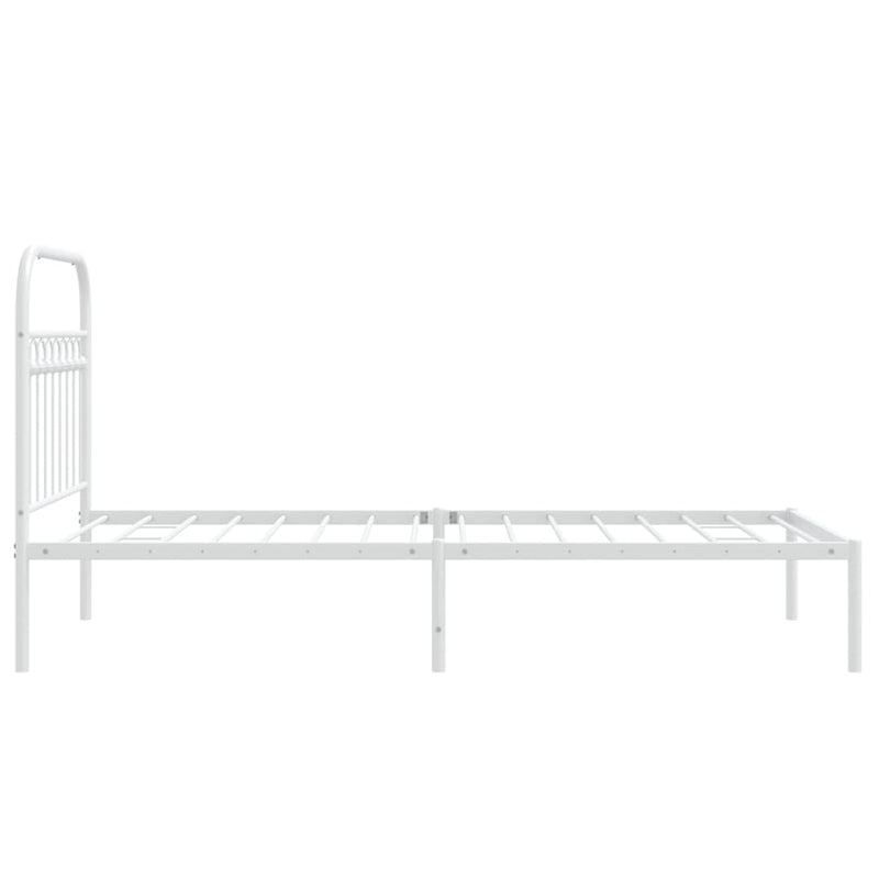 Metal Bed Frame without Mattress with Headboard White 90x190 cm