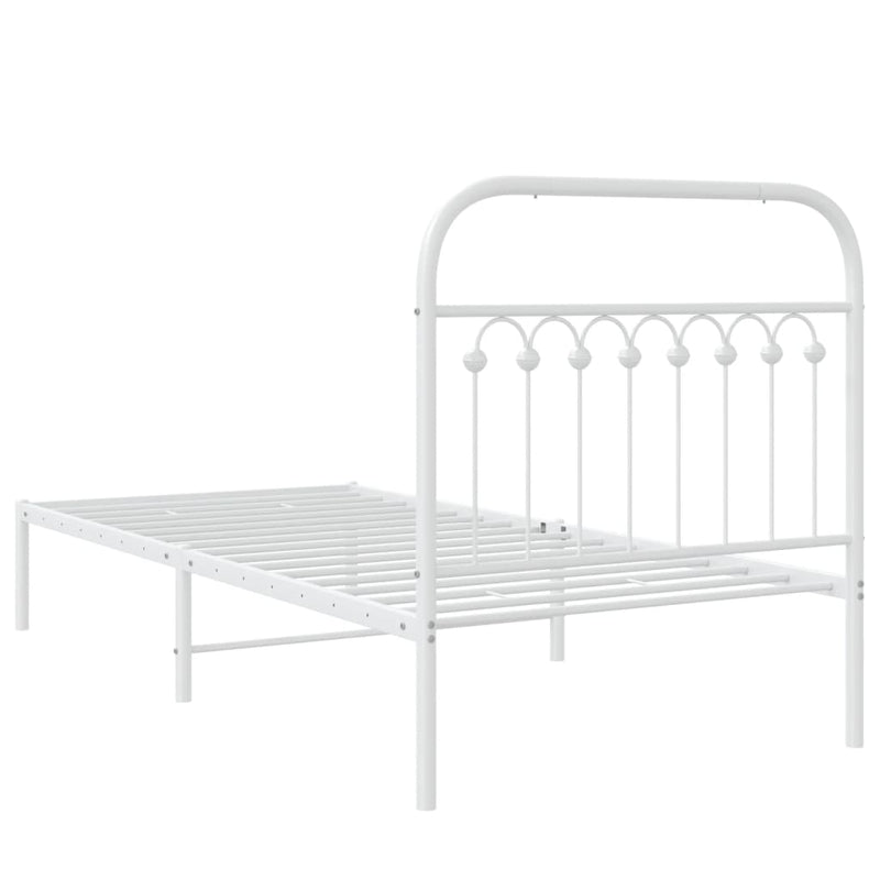 Metal Bed Frame without Mattress with Headboard White 90x190 cm