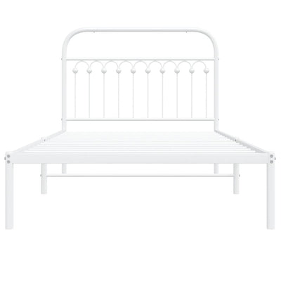 Metal Bed Frame without Mattress with Headboard White 107x203 cm King Single