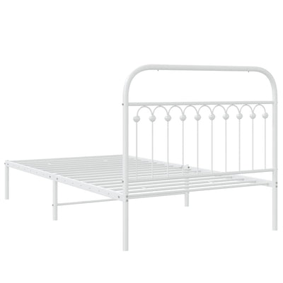 Metal Bed Frame without Mattress with Headboard White 107x203 cm King Single