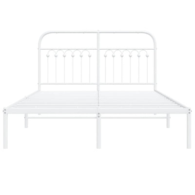 Metal Bed Frame without Mattress with Headboard White 135x190 cm