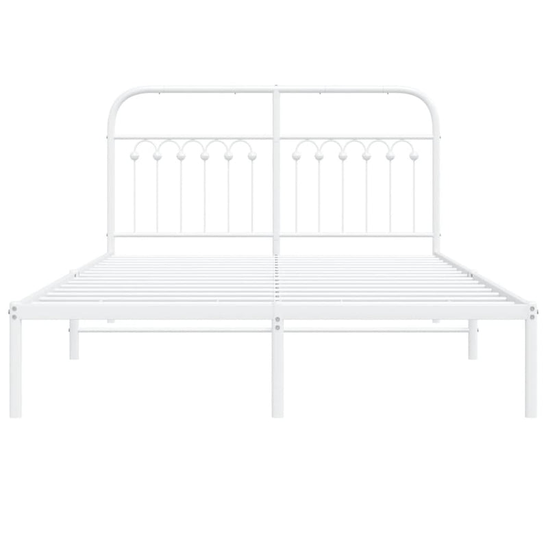 Metal Bed Frame without Mattress with Headboard White 135x190 cm