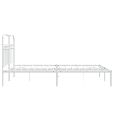 Metal Bed Frame without Mattress with Headboard White 135x190 cm