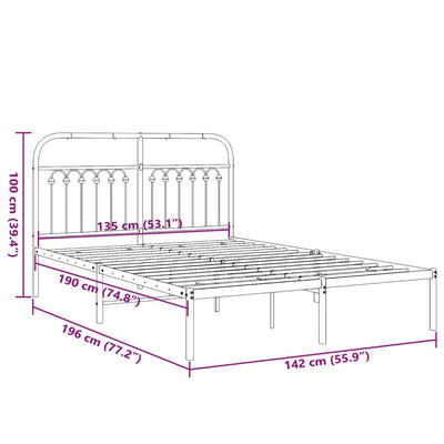 Metal Bed Frame without Mattress with Headboard White 135x190 cm