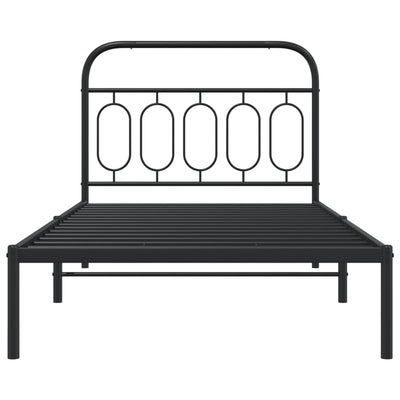 Metal Bed Frame without Mattress with Headboard Black 107x203 cm King Single