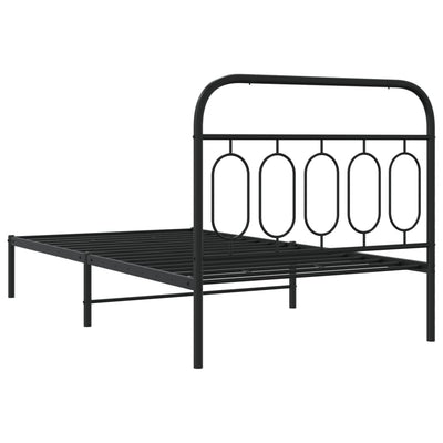 Metal Bed Frame without Mattress with Headboard Black 107x203 cm King Single