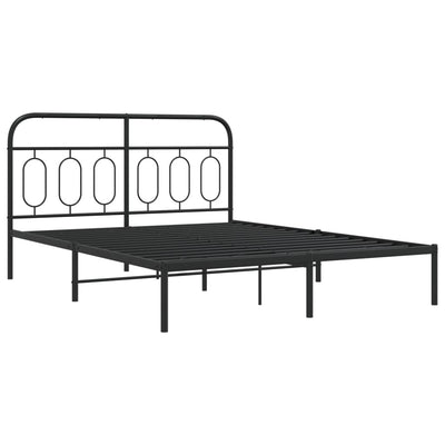 Metal Bed Frame without Mattress with Headboard Black 150x200 cm