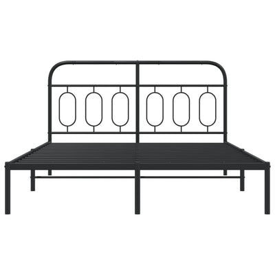 Metal Bed Frame without Mattress with Headboard Black 150x200 cm