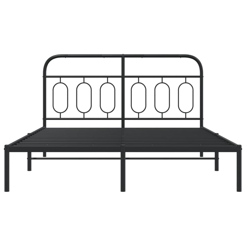 Metal Bed Frame without Mattress with Headboard Black 150x200 cm