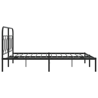 Metal Bed Frame without Mattress with Headboard Black 150x200 cm