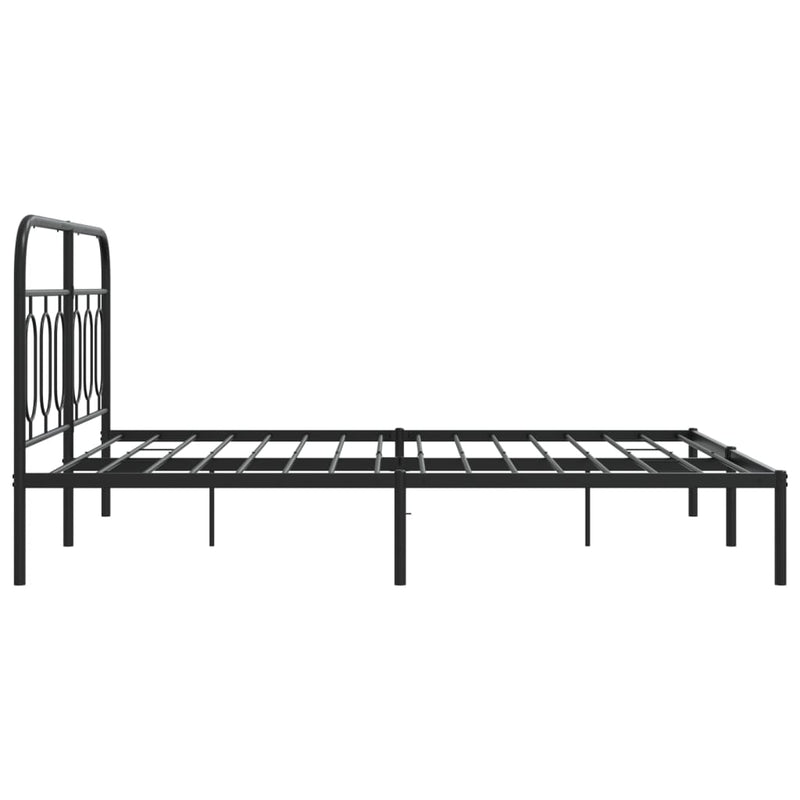 Metal Bed Frame without Mattress with Headboard Black 150x200 cm