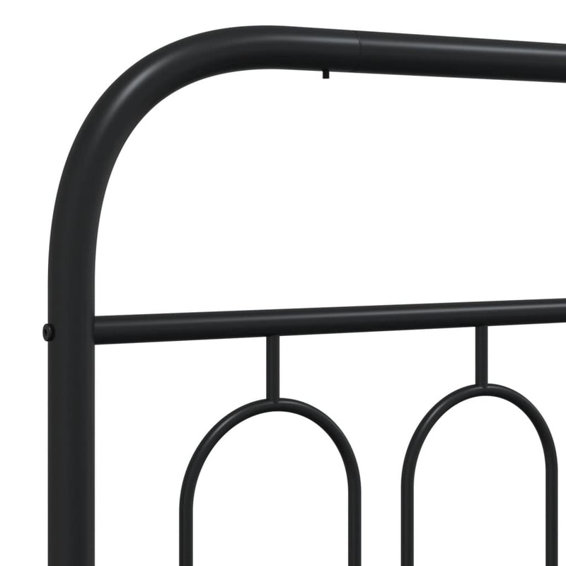 Metal Bed Frame without Mattress with Headboard Black 150x200 cm