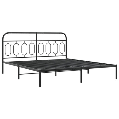 Metal Bed Frame without Mattress with Headboard Black 183x203 cm King