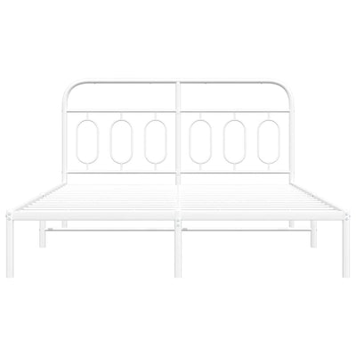 Metal Bed Frame without Mattress with Headboard White 135x190 cm