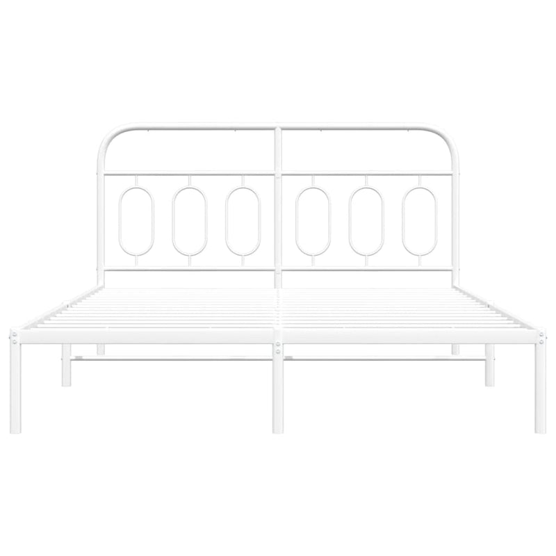 Metal Bed Frame without Mattress with Headboard White 135x190 cm