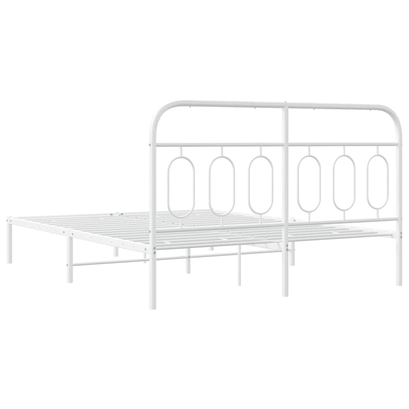 Metal Bed Frame without Mattress with Headboard White 135x190 cm