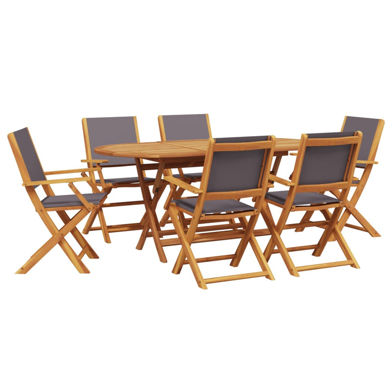 7 Piece Garden Dining Set Anthracite Fabric and Solid Wood