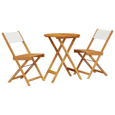 3 Piece Bistro Set Cream White Fabric and Solid Wood