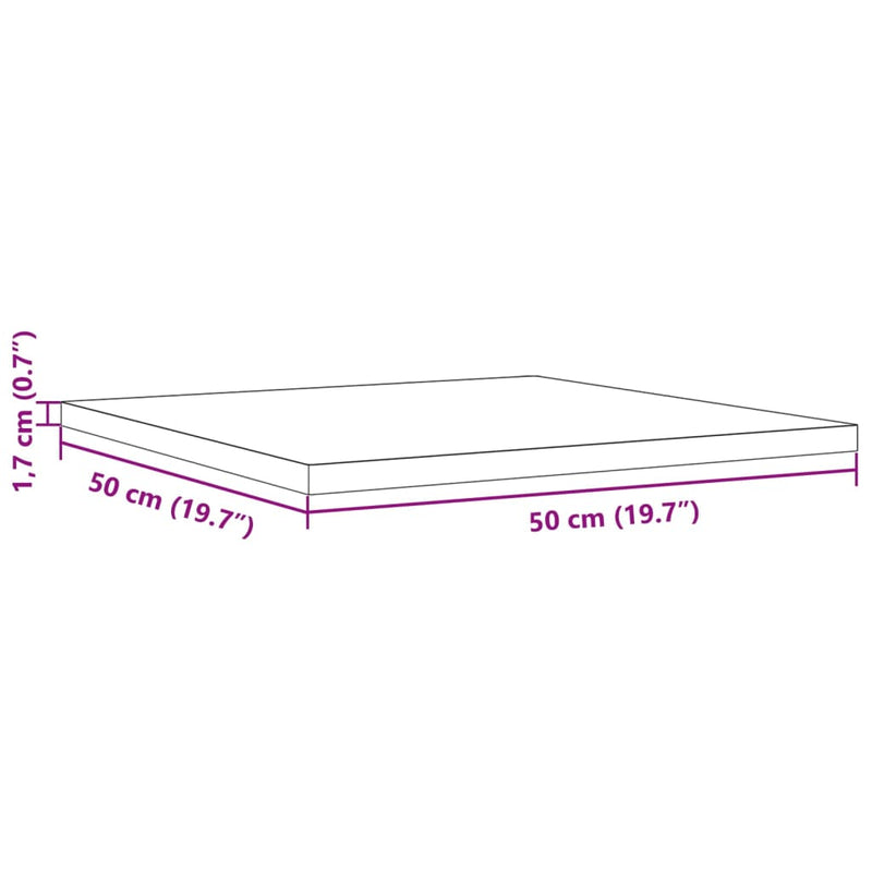 Table Top 50x50x1.7 cm Square Solid Wood Pine