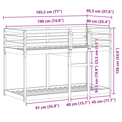 Bunk Bed without Mattress 90x190 cm Solid Wood Pine