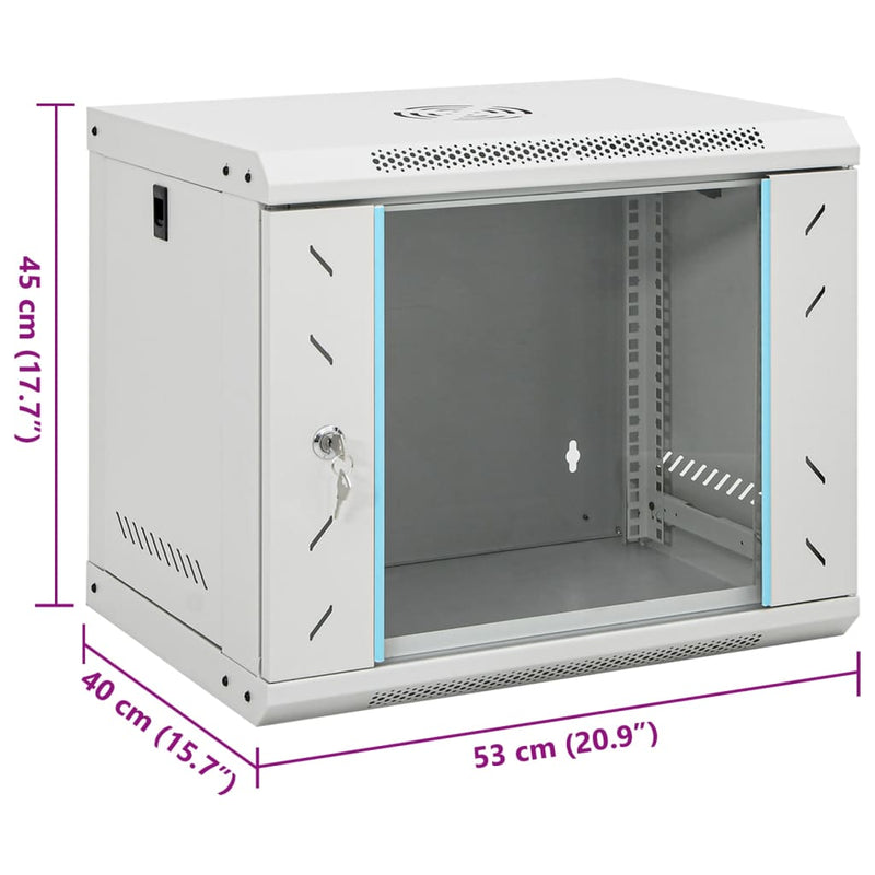 9U Wall Mounted Network Cabinet 19" IP20 53x40x45 cm