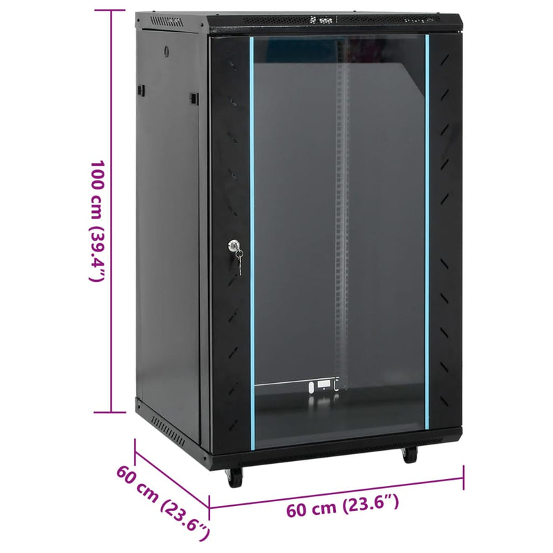 18U Network Cabinet with Swivel Feet 19" IP20 60x60x100 cm