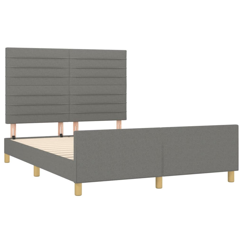 Bed Frame without Mattress Dark Grey 137x187 cm Double Fabric