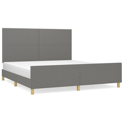 Bed Frame without Mattress Dark Grey 152x203 cm Queen Fabric