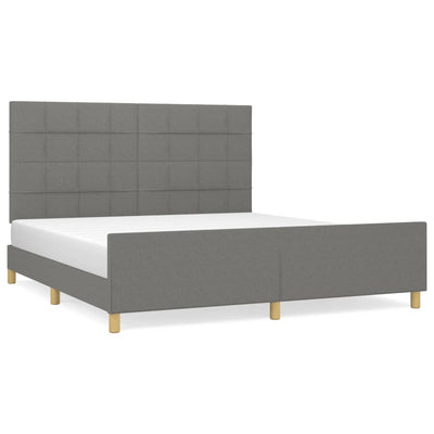 Bed Frame without Mattress Dark Grey 152x203 cm Queen Fabric